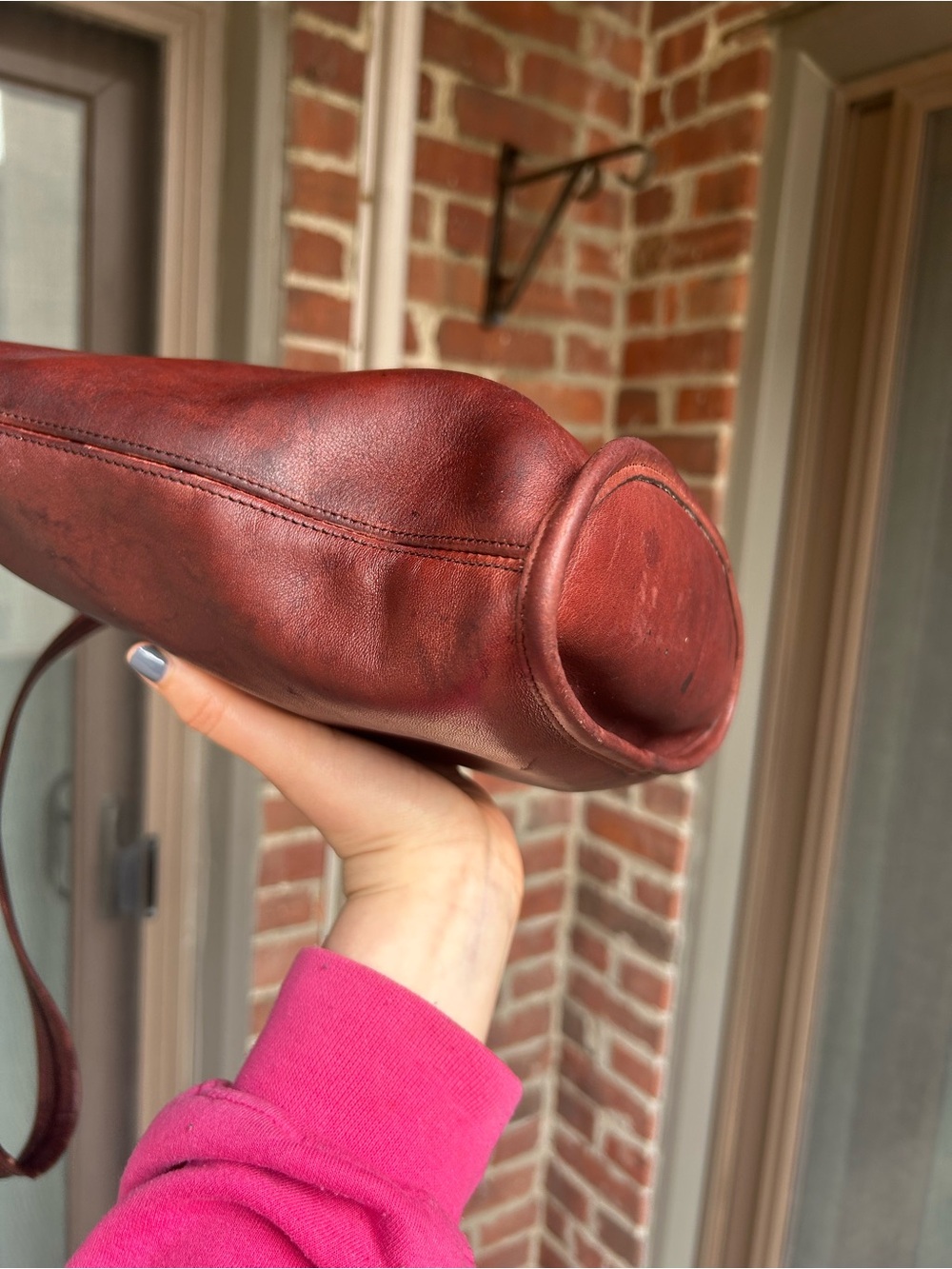 Vintage coach NYC slim duffel 9730 burgundy leather retro 80s purse y2k leather - Picture 6 of 10
